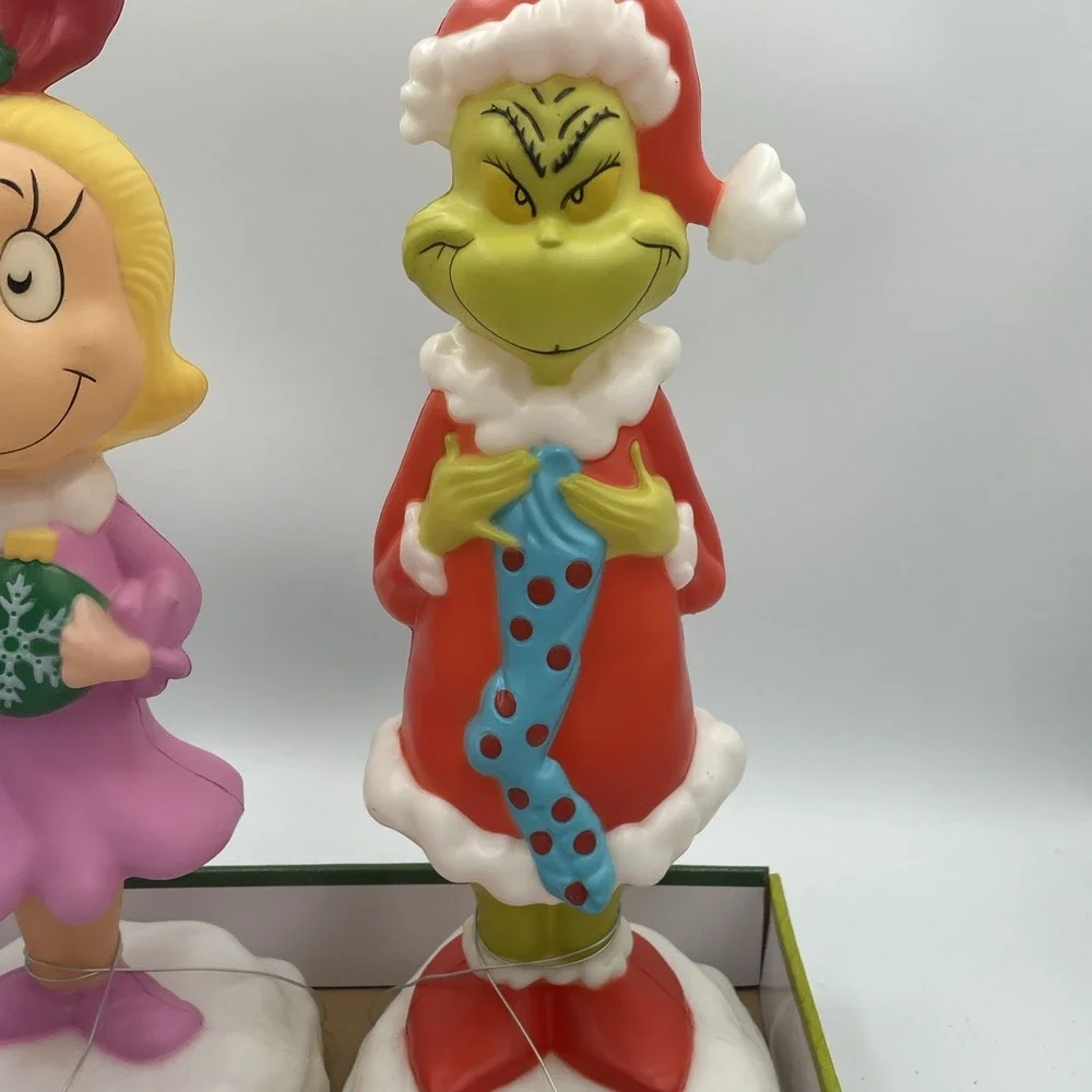 The Grinch and Cindy Lou  14 Inch Tabletop Blow Molds Light up NEW